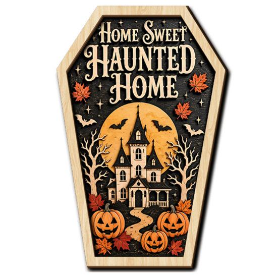 Hanging Decorations for Home Vintage Halloween Wooden Decor, Coffin-Shaped Tabletop Ornaments, Freestanding & Shelf Sitters Fall Ornament Mantel Porch