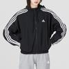 Adidas Ветровка с капюшоном и вышитым логотипом в полоску, женская куртка, черная HT3399