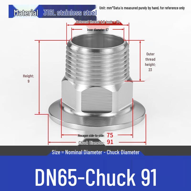 316L SS Sanitary Quick-Connect Hex Male Adapter