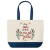 Sac Shopping - PLANETEE - Julie La Vie Est Plus Jolie - Fond Bleu - Coton 40x45 Cm - Fabriqué En France