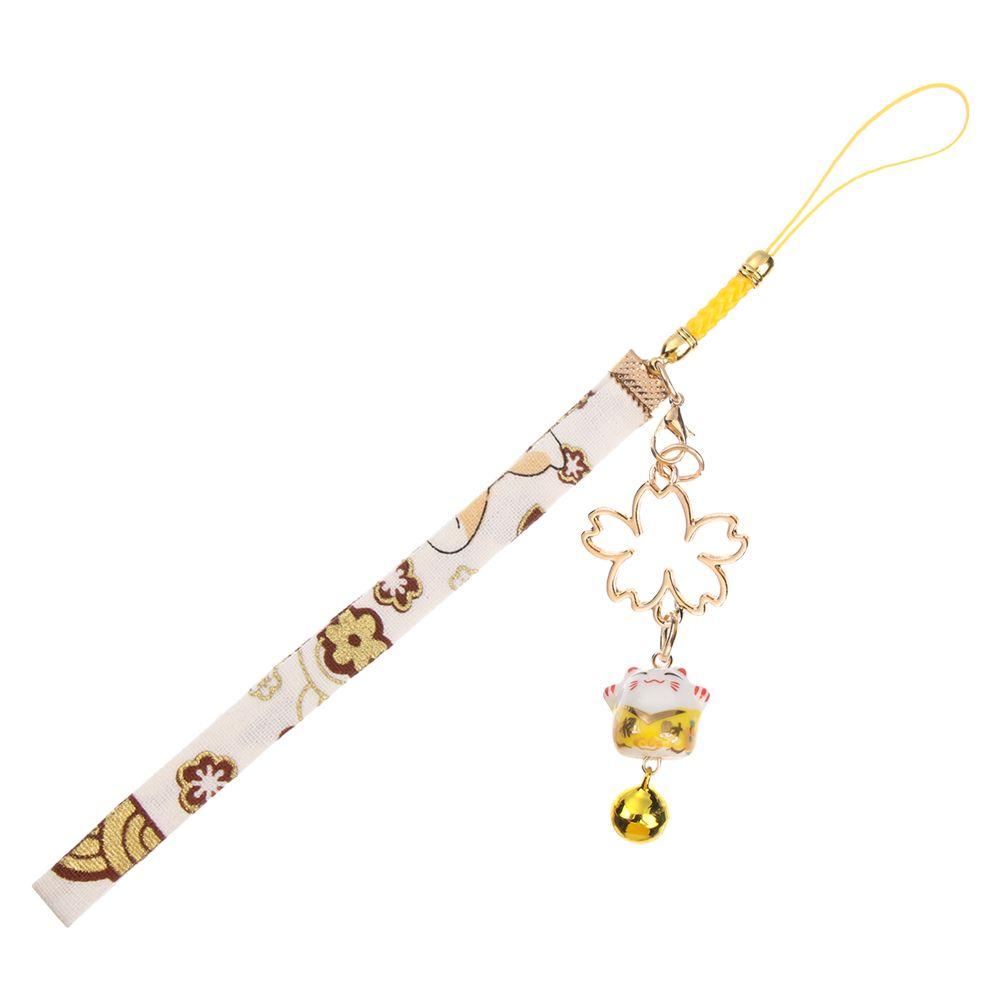 Колокольчики Ремешок для телефона Шнурок Шнурок против потери Брелок Веревка на запястье Колокольчик с кошкой удачи Сакура Шнурок для телефона