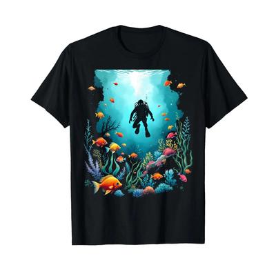 Underwater Scene T Shirt Vintage Unisex Fashion Soft Stylish Streetwear Versatile Homme Breathable Top For Everyday Wear