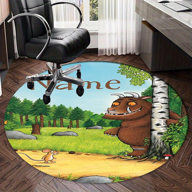 Custom Name The Gruffalo Printed Round Rug Carpet Chair Rug Area Rug Entryway Doormats,for Office Chair Living Room Bedroom Kitchen Room.