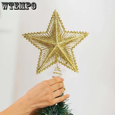 WTEMPO Верхушка для рождественской елки, полая пятиконечная звезда, рождественская, новогодняя, для помещения и улицы, трехмерная звезда, корона для рождественской елки