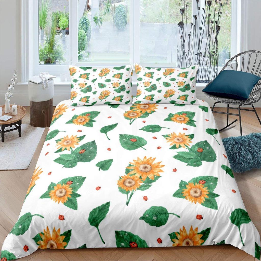 Комплект пододеяльника «Божья коровка» 3D Комплект постельного белья с принтом «Божья коровка» для мальчиков и девочек Летающая энтомология 2/3 предмета Мягкий пододеяльник размера кинг