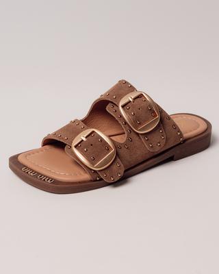 Шлепанцы с заклепками 392401 36 капучино замша