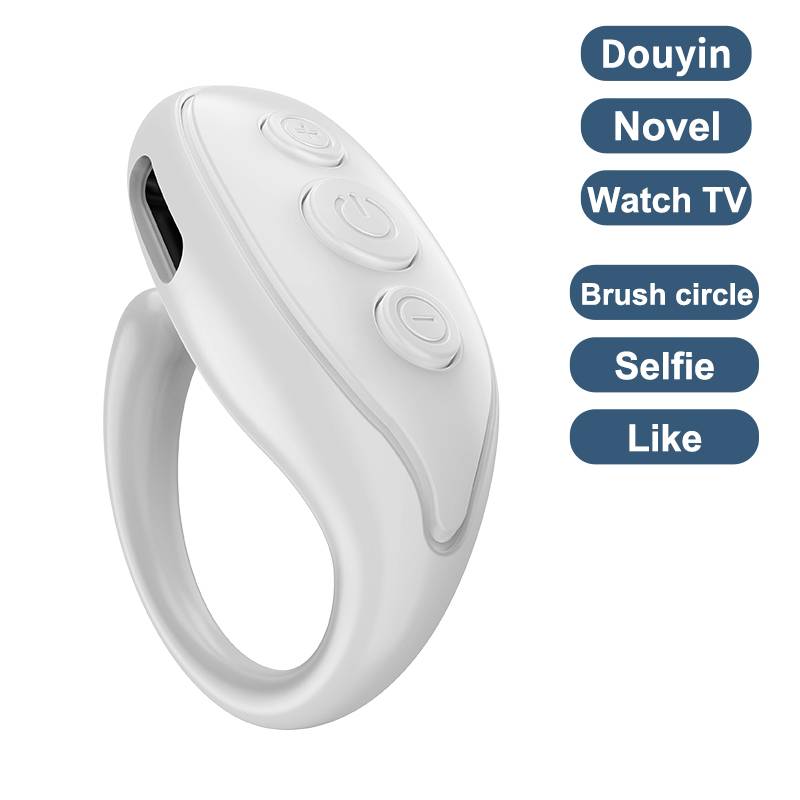 Fingertip Remote Control Bluetooth Scrolling Ring with Phone Stand Wireless Camera Shutter Selfie Button Digital Page Turner
