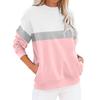 Women's Fashion Casual Long Sleeve Color Blocking With Pocket Pullover Sweatshirt Top