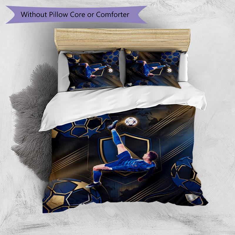Cristiano Ronaldo Printed Bedding 3 Piece Set Cozy Breathable Bed Cover Set as Housewarming Holiday Gift
