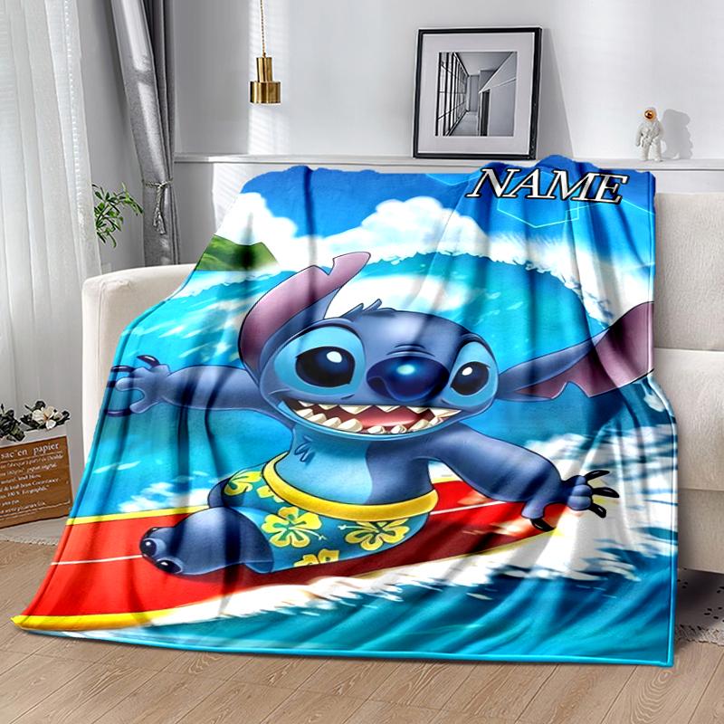 Customiz Name Personality Stitch Blanket Soft &Warm Sofa Office Bed Travel Lunch Break Blanket, Gift Suitable All Seasons