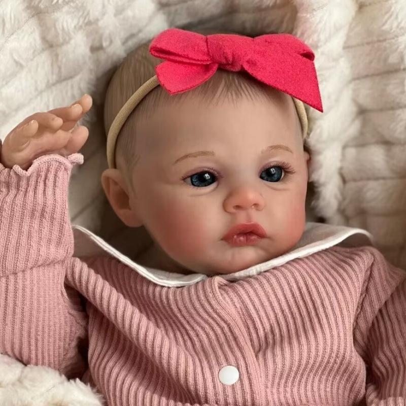 Cute 19 Inch Reborn Doll Meadow Wear Romper Soft Cloth Body Realistic Baby Doll Toys for Kids Above 3+ Years Old Truth Like Visible Veins Newborn Doll