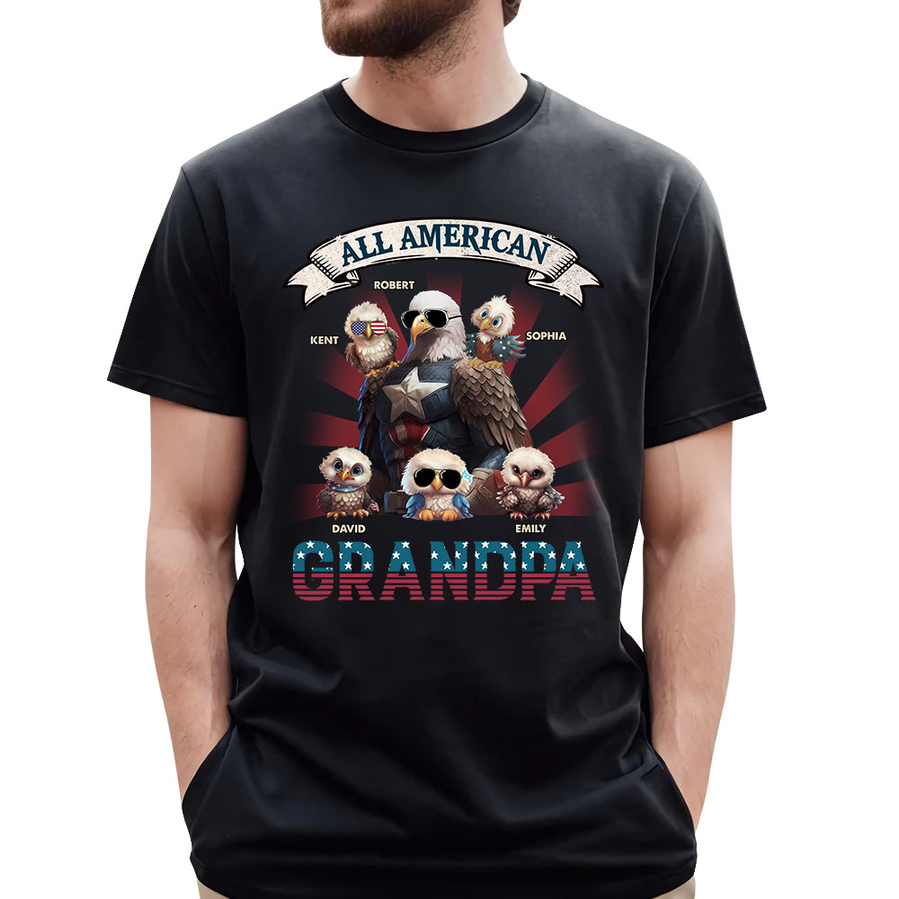 All American Papa Custom T-Shirt with Grandpa Nickname