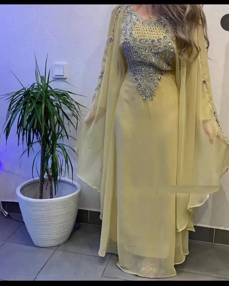 Women New Moroccan Dubai Kaftans Farasha Abaya Dress Handmade Fancy Long Gown