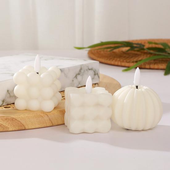 Волшебная пузырчатая свеча на батарейках, мерцающая беспламенная светодиодная квадратная тыквенная поддельная свеча для праздничной атмосферы