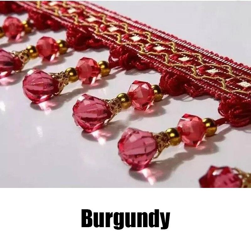 Бахрома с бусинами-каплями разных цветов для занавески,ленты,домашнего декора.Размеры:длина 1 метр,ширина 7см