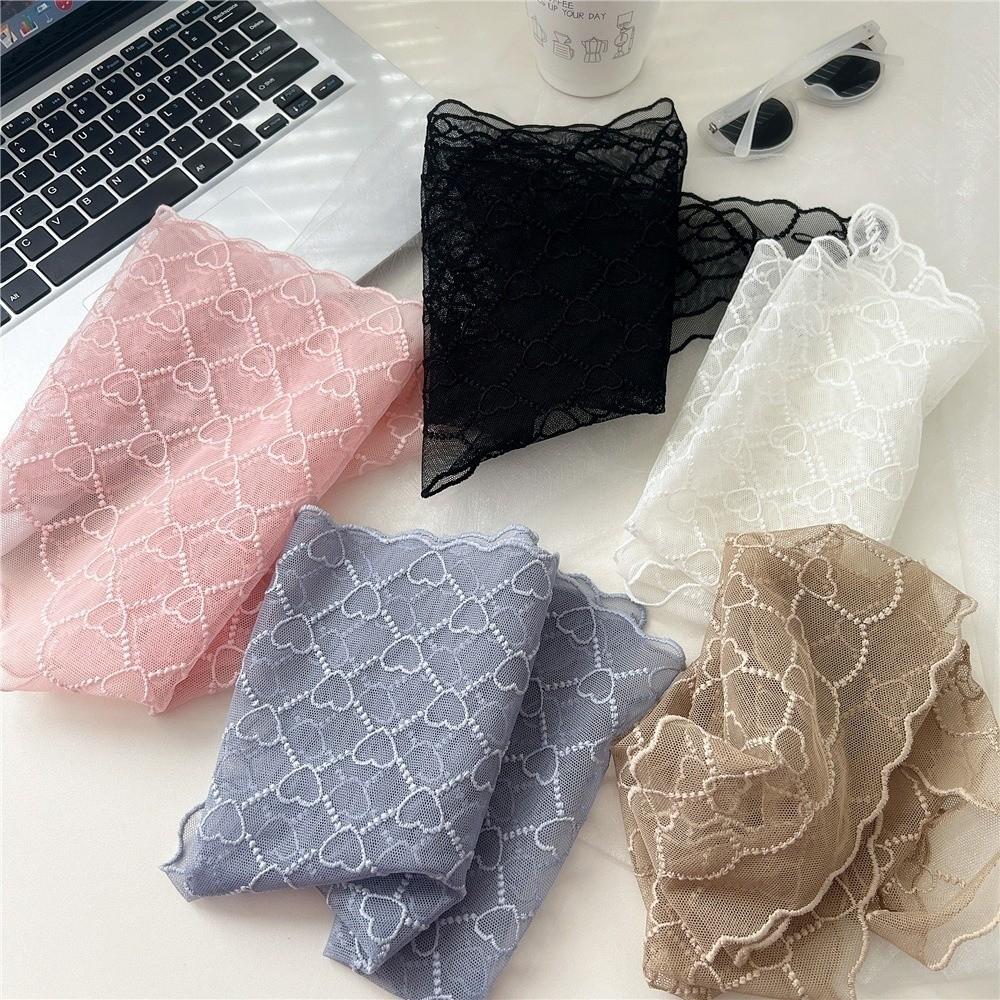 Heart Pattern Triangular Scarf Retro Hair Ribbon Versatile Lace Scarf Women's Accessory