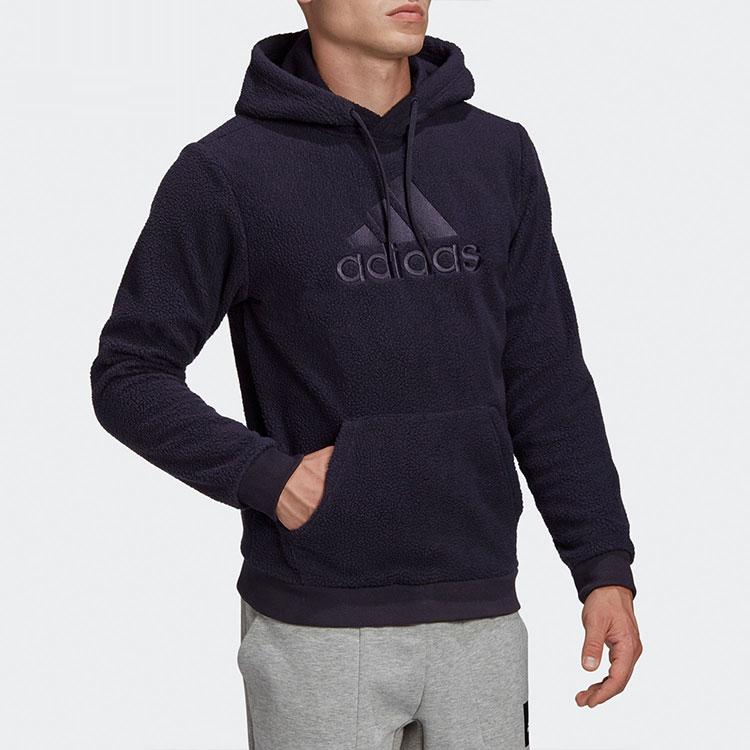 Adidas Толстовка с капюшоном из цельного флиса MH Winter BOS с вышитым логотипом, черная GC7298