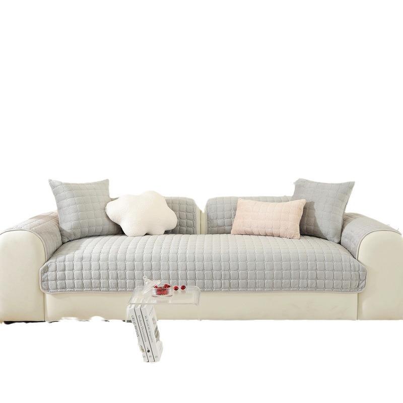 Flannel Square Sofa Cushion Winter Thickened Plush Warm Non-Slip Seat Cushion Leather Sofa Cover Clearance