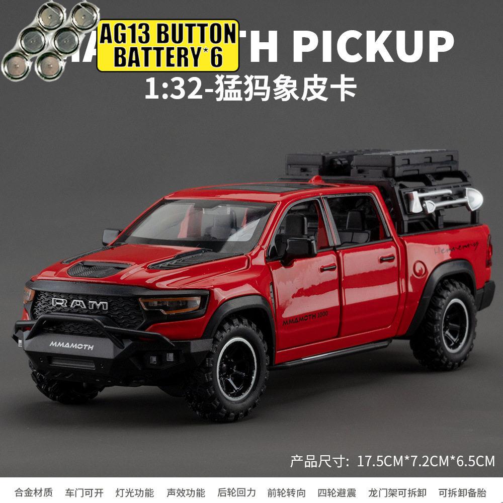1:32 Dodge RAM Mammoth 1000 Hennessey Внедорожный пикап Металлический сплав Литая модель автомобиля Симуляция Транспортное средство Домашний Модный Подарок