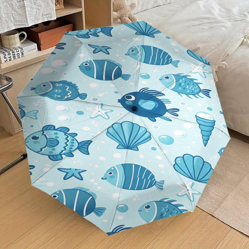 1PC fish shell Umbrella-8-Rib Reinforced Portable Folding Travel Suitable for All Seasons Outdoor Daily Use -J0334