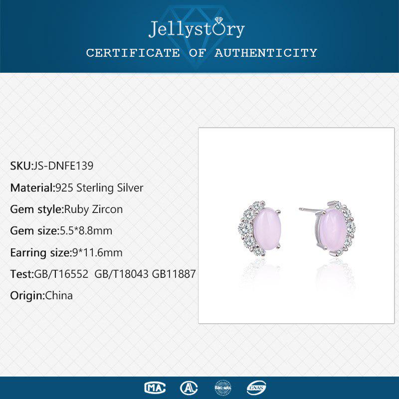 Tancise Fashion 925 Sterling Silver Earrings with Oval Shaped Ruby Zircon S Stud Earrings Jewellery Wedding for Women