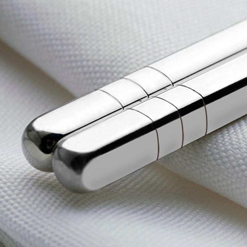 1 Pair Stainless Steel Chopsticks Set Chinese Chopsticks Sliver Dinnerware Reusable Tableware Sets