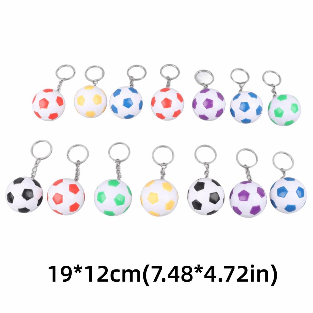 14pcs Pull On Closure Soccer Keychains PP Football Keyrings Soccer Key Chain  Bag Decoration