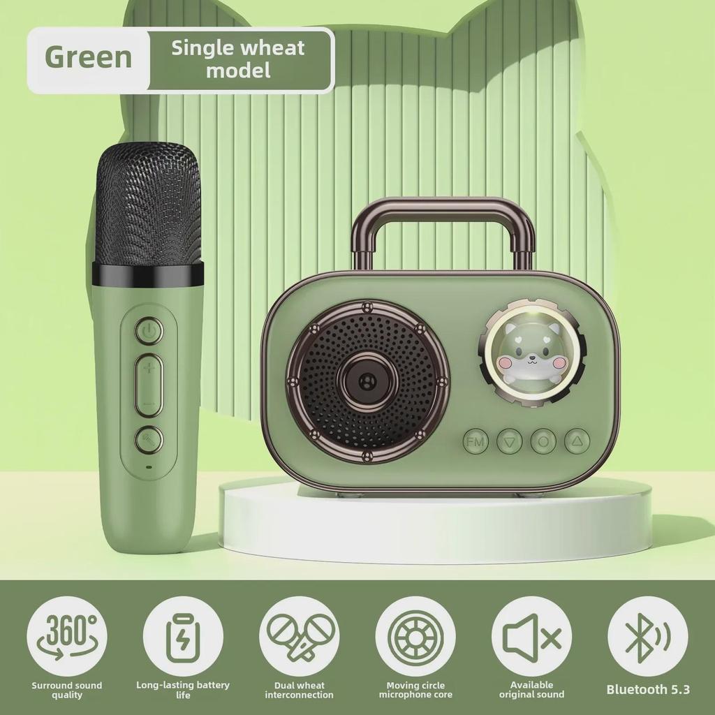 Портативная креативная Bluetooth-колонка в виде космической капсулы с микрофоном для пения на открытом воздухе и домашнего караоке