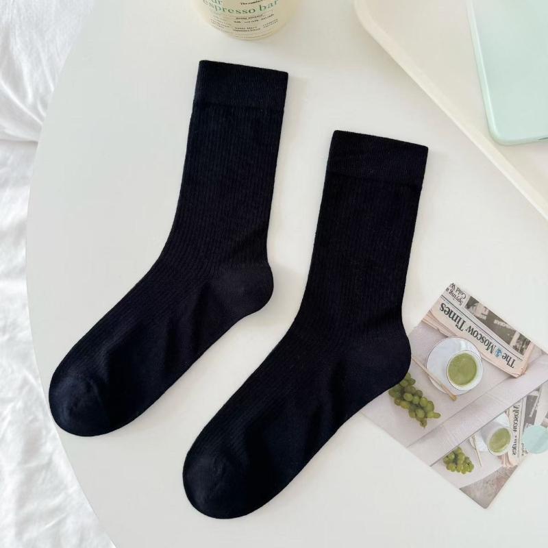 Балетные однотонные носки, женские из гребенного хлопка, весенне-летние бесшовные тонкие носки с низким ворсом, милые дофаминовые носки до середины икры
