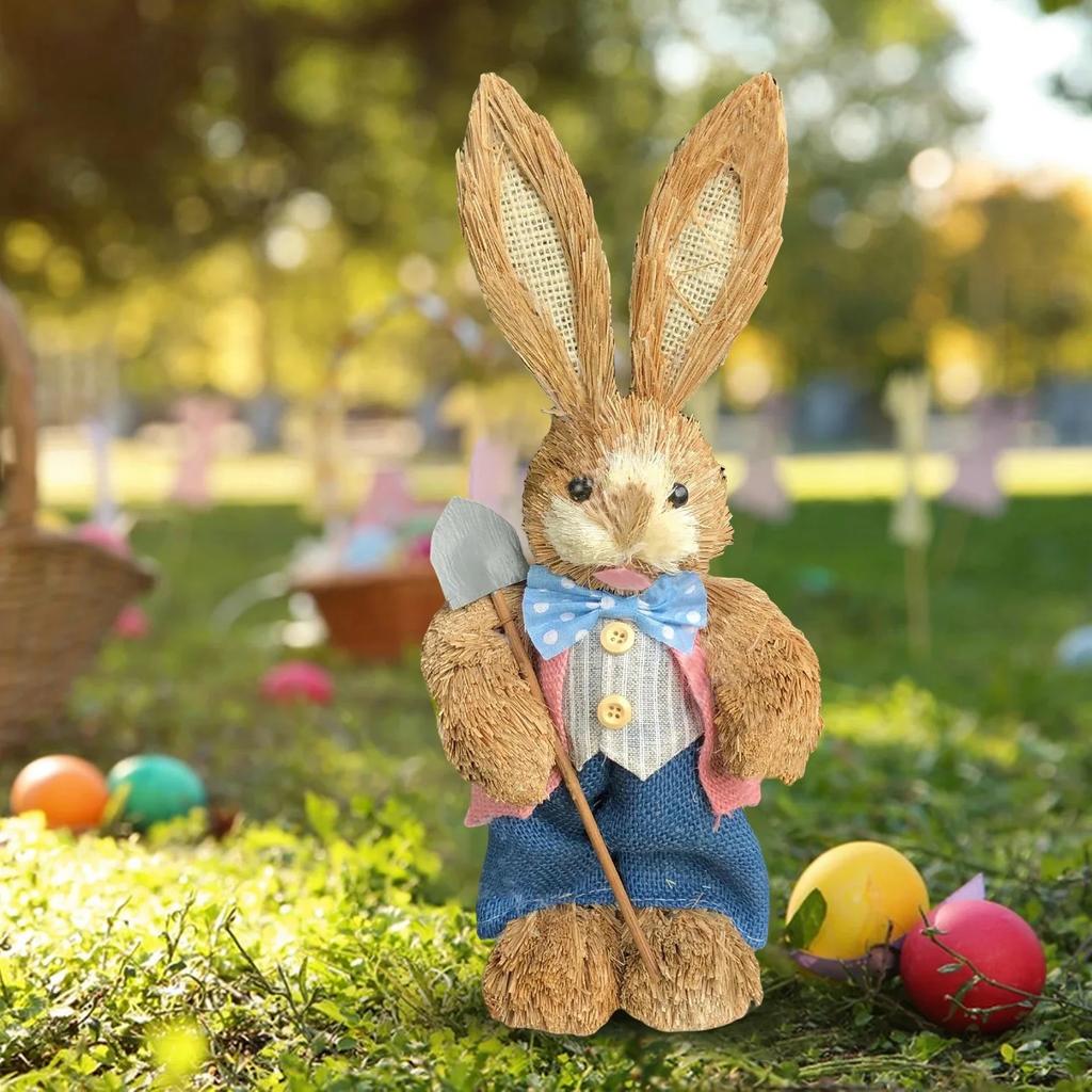 Easter Bunny Straw Figurine Decoration 35cm Easter Straw Easter Bunny Figurine Home Garden Wedding Party Decoration