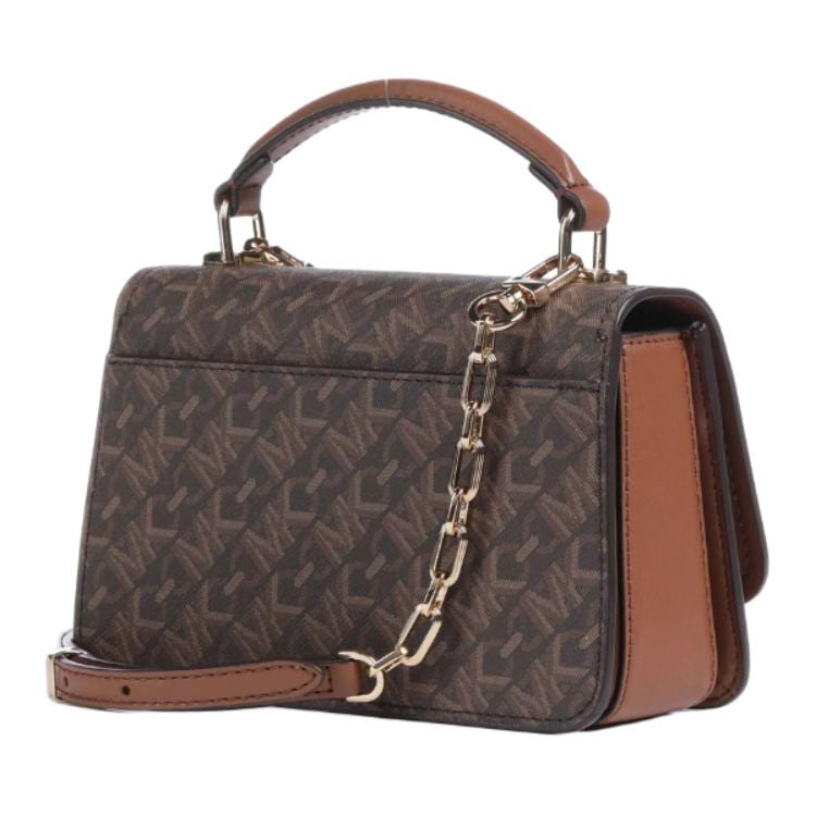 MICHAEL KORS Delancey Canvas With Leather Shoulder Bag, Crossbody Bag, Handbag Unisex Brown 32T4GD8C5B-227
