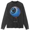 Футболка уличная с принтом Big Eye Graphic Washed Black, хлопковая, унисекс, топы, футболки, футболки больших размеров, длинная футболка