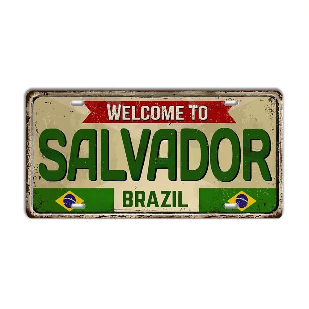 Vintage BRAZIL Landmark License Plate Rio De Janeiro Metal Sign City State Decorative Car Plate Bar Pub Garage Club Wall Decor