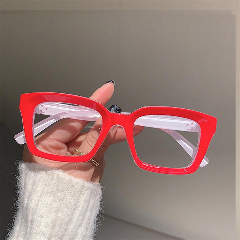 Fashion Anti Blue Light Glasses Women Fake Eyeglasses Trendy Rice Nail Square Frame Female Flat Light Glasses Computer Glasses