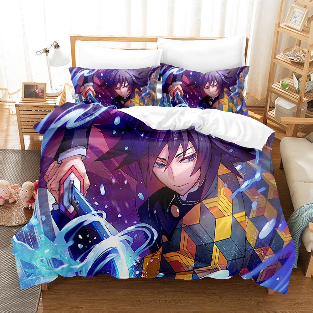 Anime Demon Slayer Bedding Collections Kamado Nezo With Bed Linen For Teens Girls Cartoon Twin Single Queen King Full Size Duvet Cover Collection