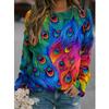 Spring And Autumn 3D Peacocks Printed Long Sleeve T Shirt Women Florals Pullover Harajuku Clothing Fashion Women Tops Sweatshirt
