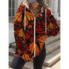 Womens Winter Zip-Up Hooded Sweatshirt With Animal Print Digital Casual Streetwear
