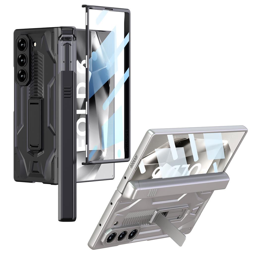 Hard Armor Hinge Protection Phone Cover for Samsung Galaxy Z Fold 6 Case with Pen Slot Bracket Screen Protector