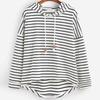 Pullover Shirt Stripe Printed Loose Polyester Stretchy Casual Women Hoodie for Home