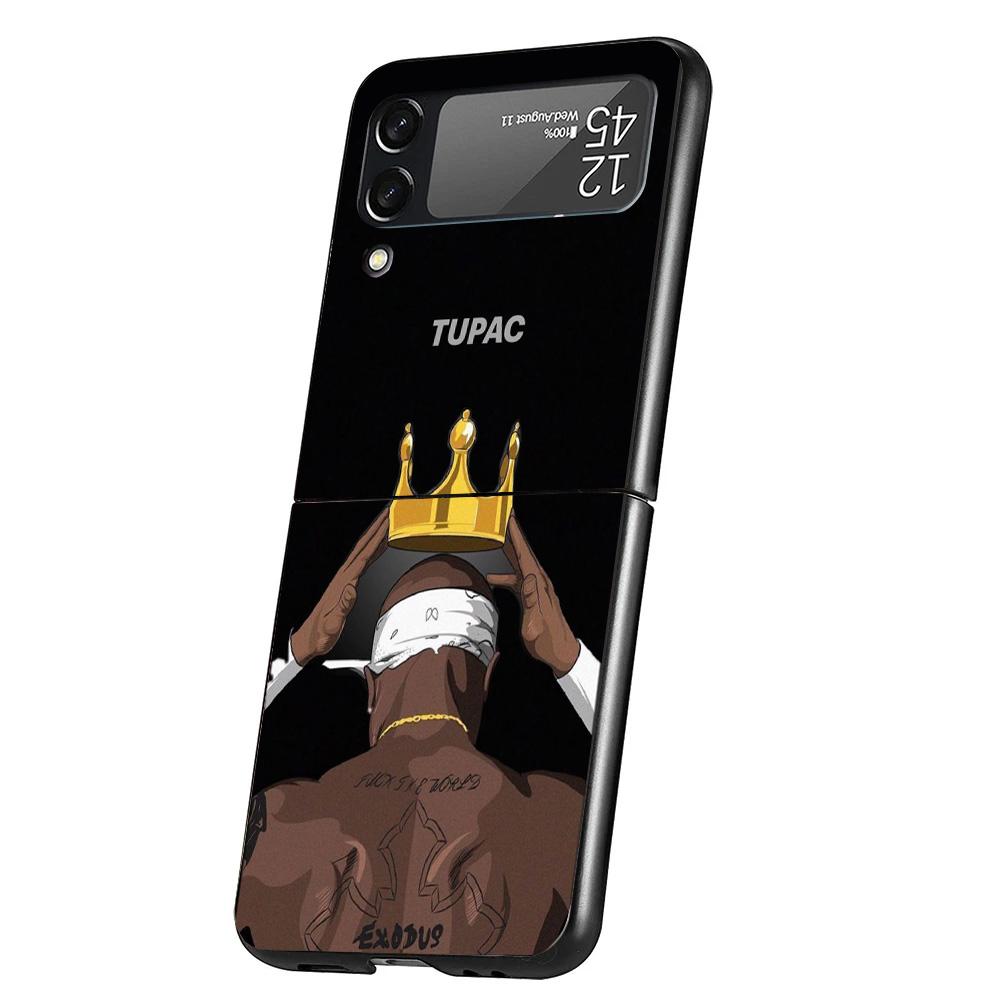 Чехол для телефона с изображением рэпера 2pac, певца Tupac, для Samsung Galaxy Z Flip 7 6 5 4 3 5G Flip7 Flip6 Flip5 Flip4 Flip3 Черный Fundas Shel