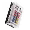 Car Boat Fuse Box Holder With 12 Way Blade Fuse Holder Block & Warning Indicator 32V Power Distribution Panel Board