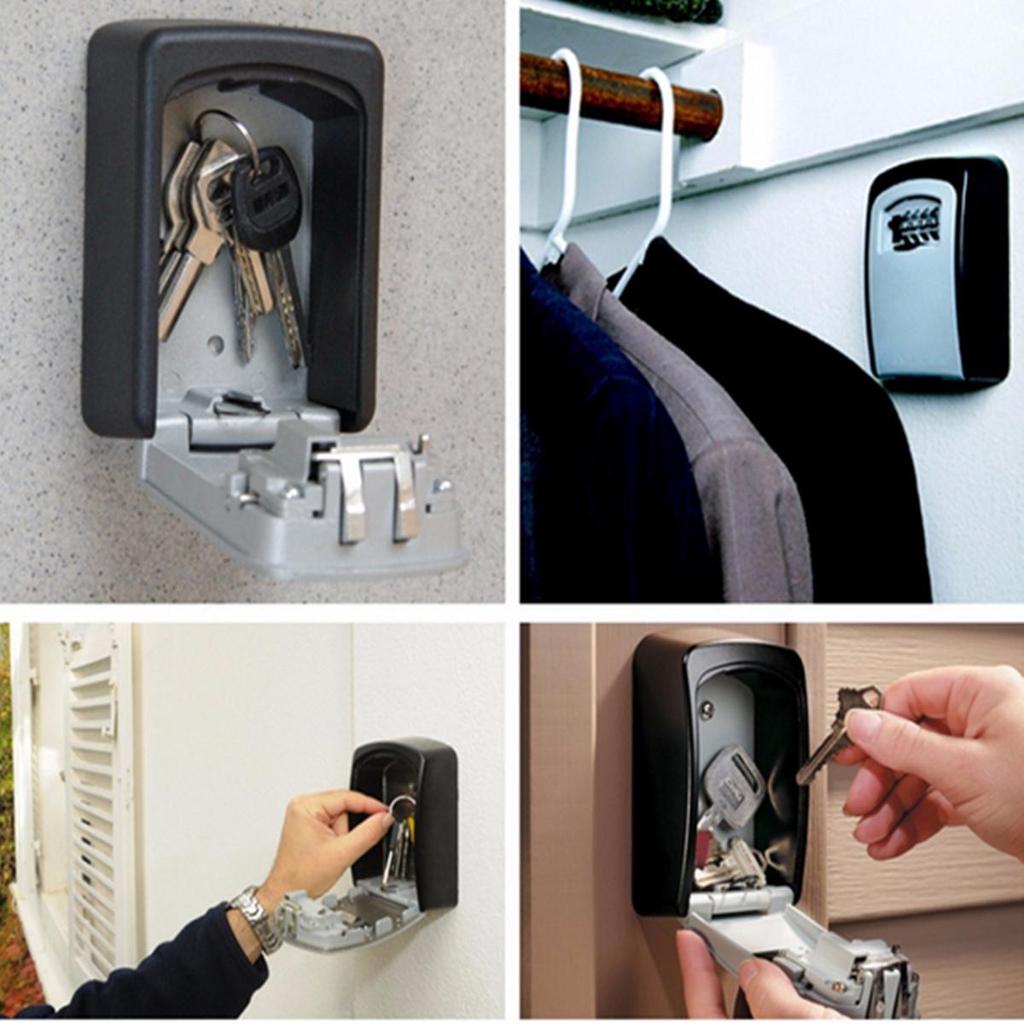 Ящик для хранения ключей, 4-значный ящик для ключей с паролем, настенное крепление, органайзер с замком, чехол для дома