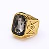Men's Titanium Steel Ring Hip Hop Rock Red Large Gemstone Masonic Jewellery Accessories Gold Rapper Finger Ring