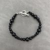 Elegant Black Agate Beaded Bracelet & Necklace: European-American Style, High-End Design, Light Luxury, Cool Temperament