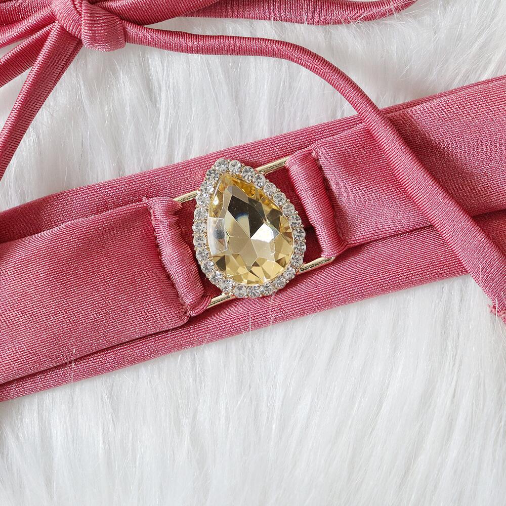 Сексуальное бикини с лямкой на шее и стразами, женские купальники, женский купальник, комплект бикини из двух частей, купальный костюм, летний купальный костюм