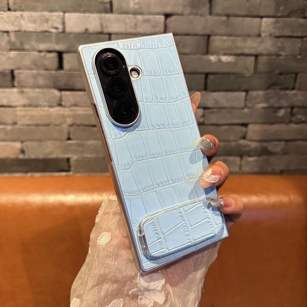 Для Samsung Z Fold 7 6 5 4 3 Роскошный Тонкий Чехол-Бампер с Принтом под Крокодила, Противоударный, Защита от Падений, Зеркальная Крышка-Подставка