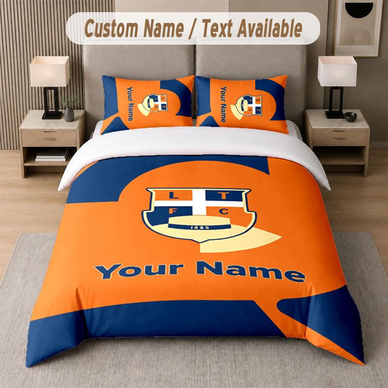 Custom Bedding Set Luton Town Pattern, Print Name Text 1 Duvet Cover plus 2 Pillowcases Home Textile