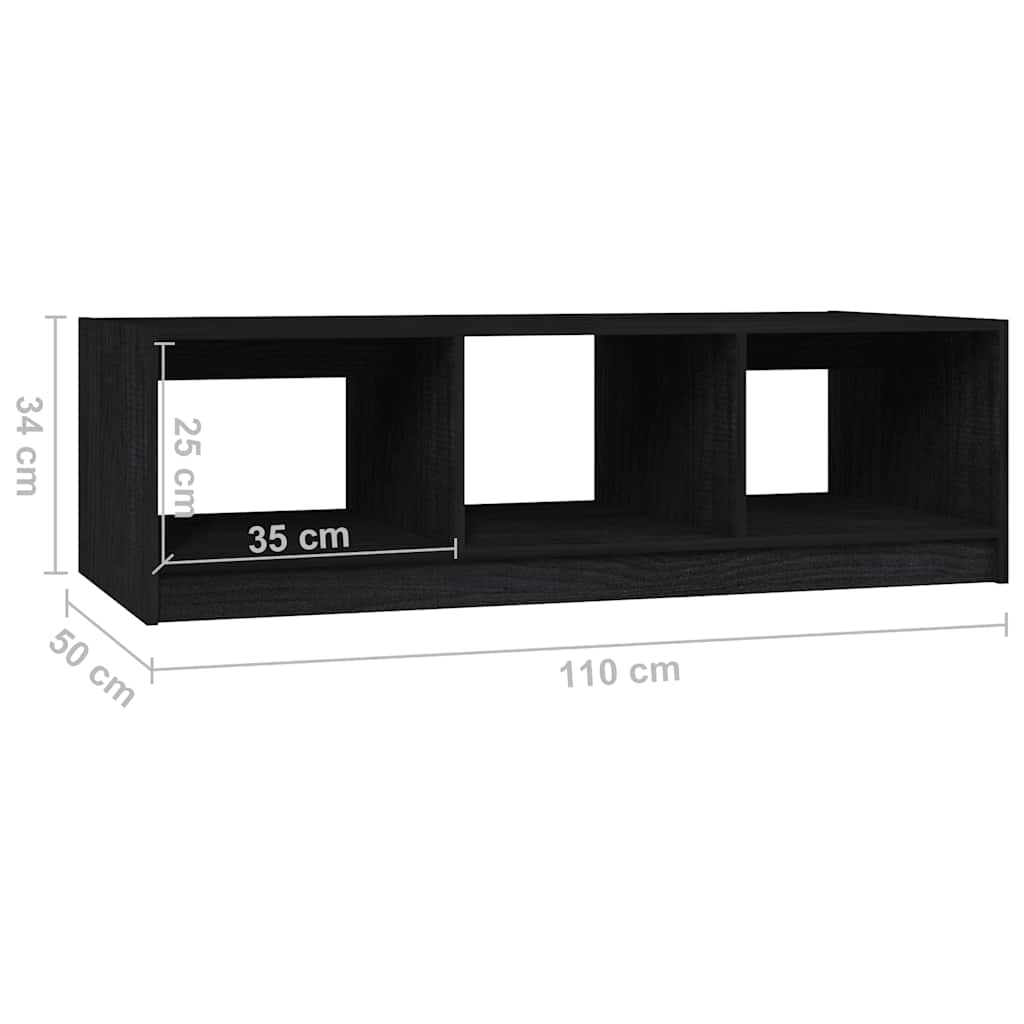 Coffee Table Black 110x50x34 cm Solid Pine Wood