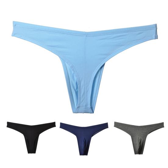 Мужские стринги с низкой посадкой и эластичным поясом, U-выпуклые трусы, однотонные тонкие бесшовные спортивные трусы в спортивном стиле, повседневная одежда