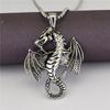 European Retro Zodiac Dragon Pendant Necklace In Titanium Steel: Unisex Mythical Jewelry Accessory (STN341)